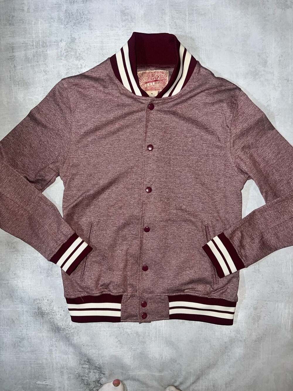 Trademark Brooklyn Cloth Heathered Red Varsity Button-Front Jacket